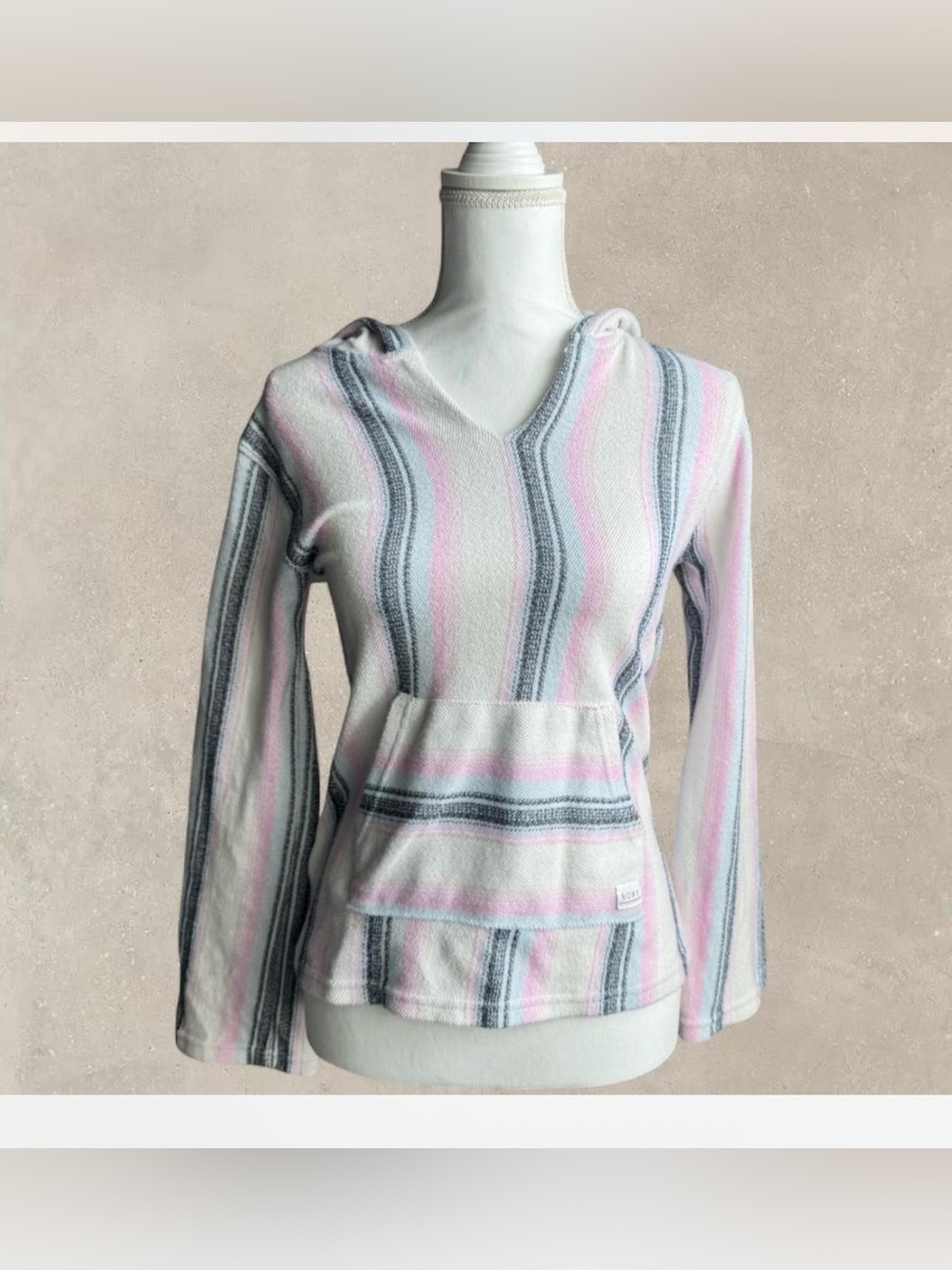 Roxy pastel striped boho hoodie XS